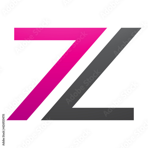 Magenta and Black Number 7 Shaped Letter Z Icon