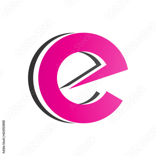 Magenta and Black Round Layered Lowercase Letter E Icon