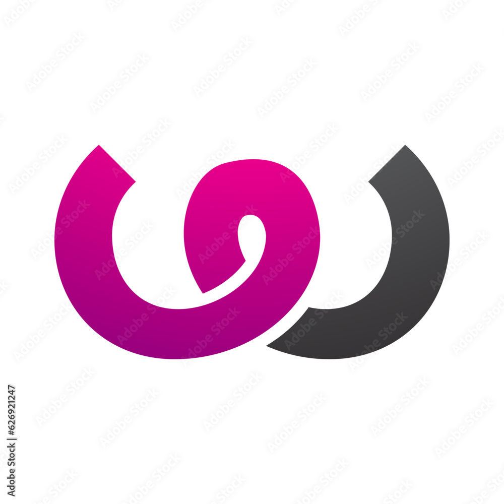 Magenta and Black Spring Shaped Letter W Icon Magenta and Black Spring Shaped Letter W Icon
