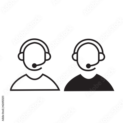 Iconos de os personas con auriculares de teléfono. Vector