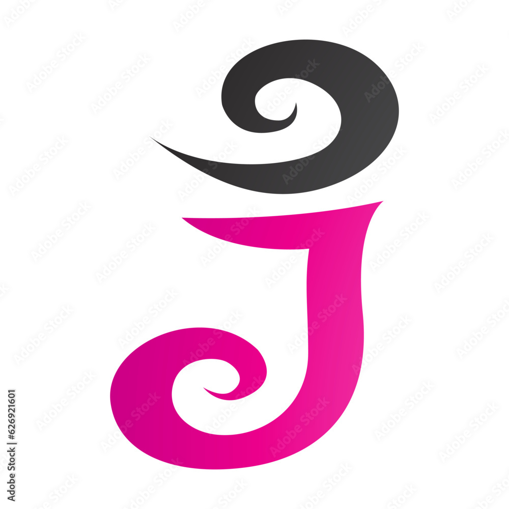Magenta and Black Swirl Shaped Letter J Icon Magenta and Black Swirl Shaped Letter J Icon