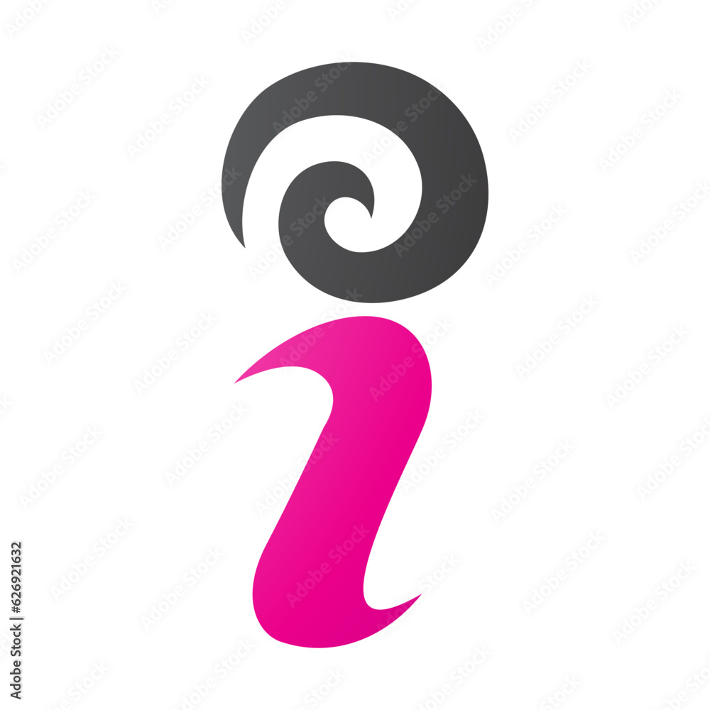 Magenta and Black Swirly Letter I Icon Magenta and Black Swirly Letter I Icon