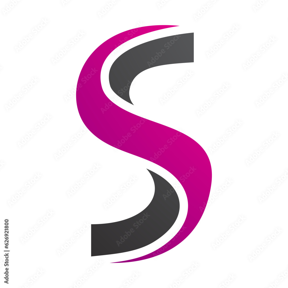 Magenta and Black Twisted Shaped Letter S Icon