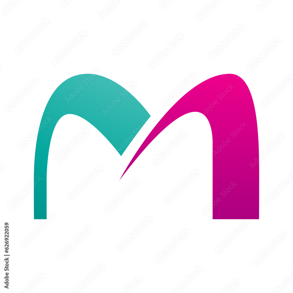 Magenta and Green Arch Shaped Letter M Icon Magenta and Green Arch Shaped Letter M Icon