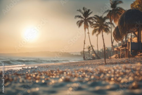Picturesque romantic beach setting, created with Generative AI technology
