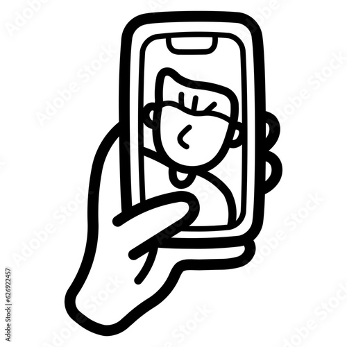 selfie line icon style