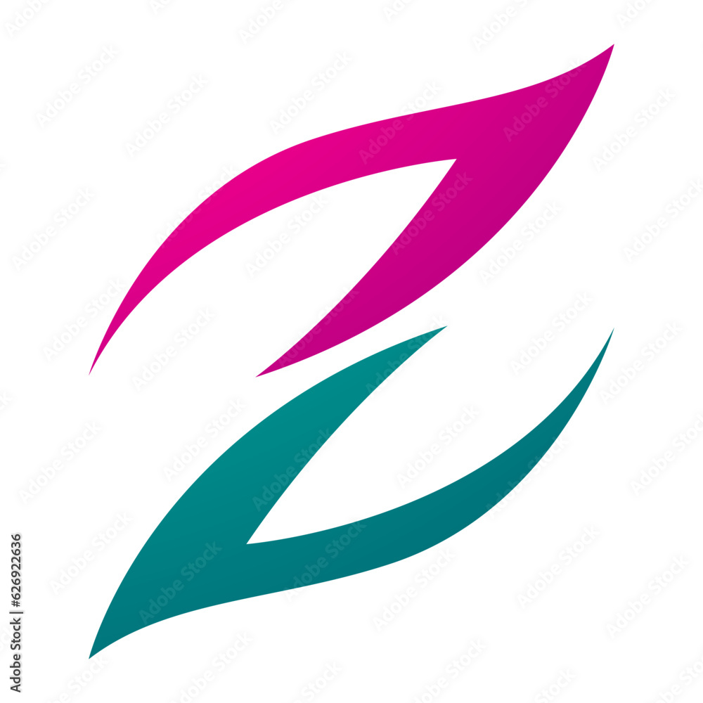 Magenta and Green Fire Shaped Letter Z Icon Magenta and Green Fire Shaped Letter Z Icon