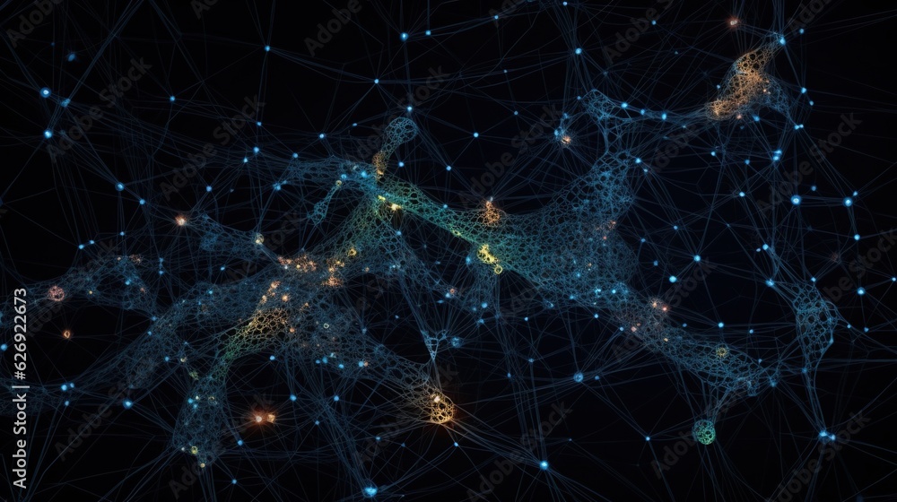 Connected Neural Network Technology Background with Futuristic Design Connected Neural Network Technology Background with Futuristic Design