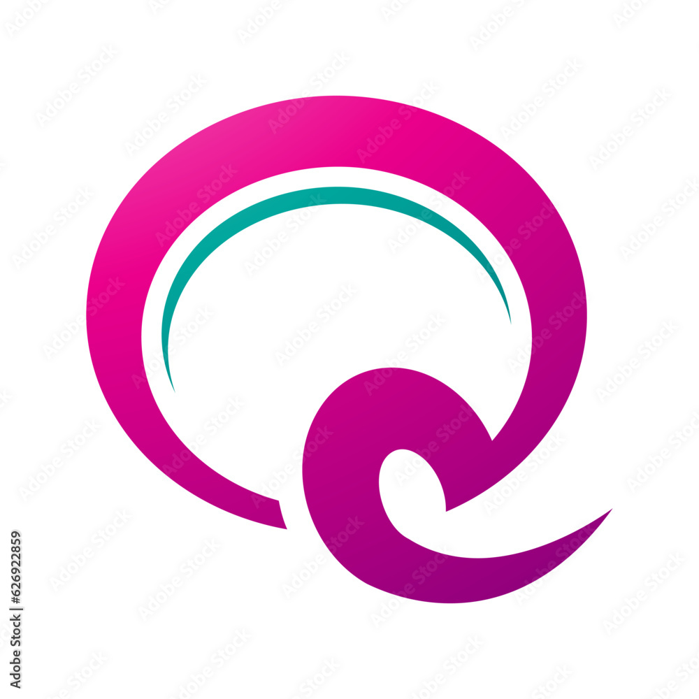 Magenta and Green Hook Shaped Letter Q Icon Magenta and Green Hook Shaped Letter Q Icon