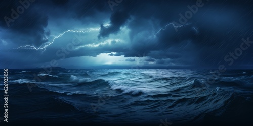 Stormy weather in the sea. Beautiful illustration picture. Generative AI