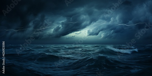 Stormy weather in the sea. Beautiful illustration picture. Generative AI © standret