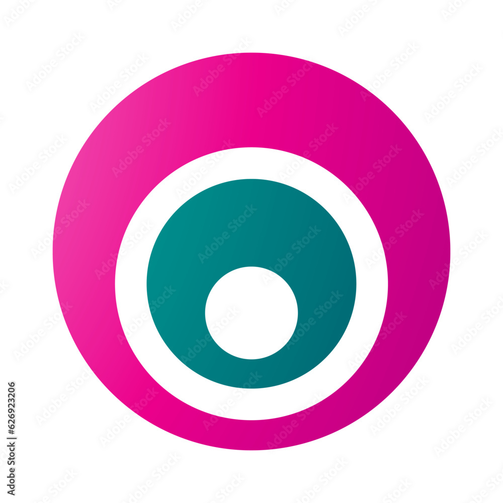 Magenta and Green Letter O Icon with Nested Circles Magenta and Green Letter O Icon with Nested Circles