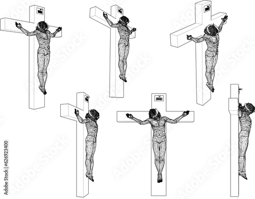 Sketch vector illustration of jesus on cross on crucifix