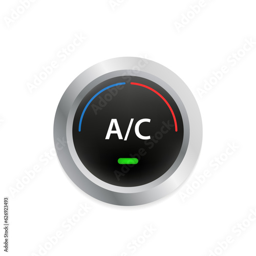 Air conditioner control button. It's cold and warm. Car dashboard element. Vector illustration