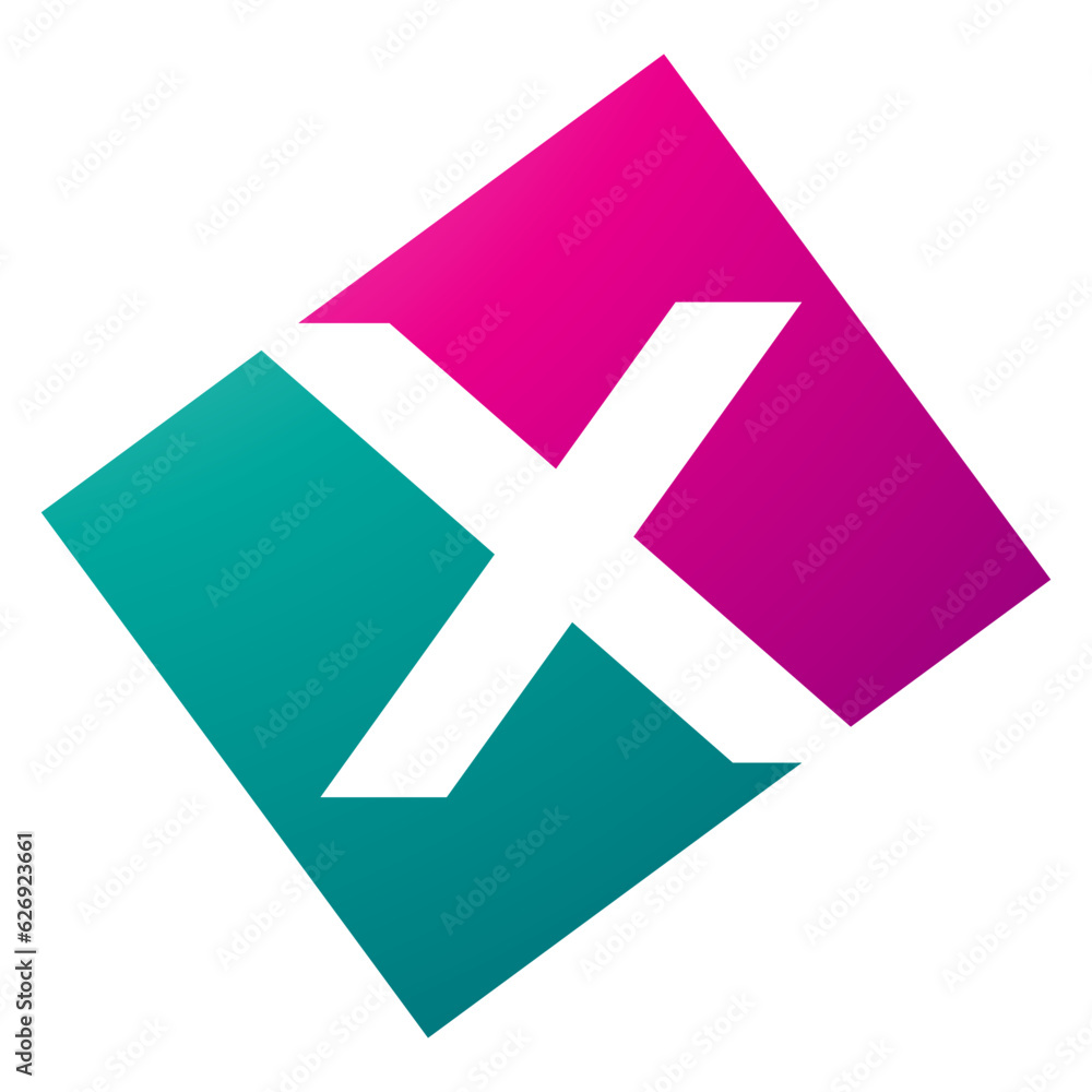 Obraz premium Magenta and Green Rectangle Shaped Letter X Icon