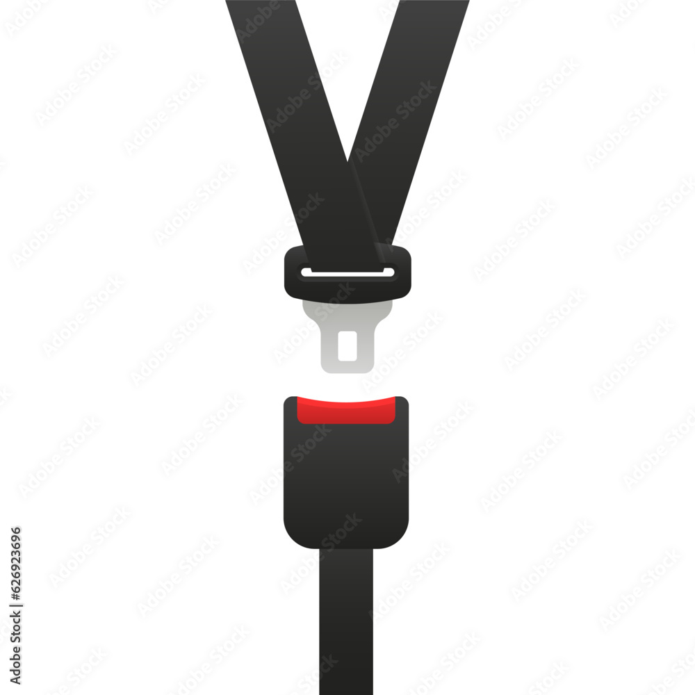 Seat belt used in cars. Seatbelt safe buckle icon isolated. Security strap fasten accident insurance. Vector illustration