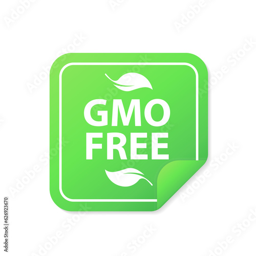 Gmo free sticker for packaging design. Retro packaging. Vector icon. Grunge background. Non Genetically modified organism emblem sticker. Organic food stamp. Vector illustration