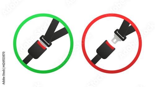 Fasten your seat belts, it is forbidden to drive, flight without fastening your seat belt. Take care of your safety. Information banner. Vector illustration