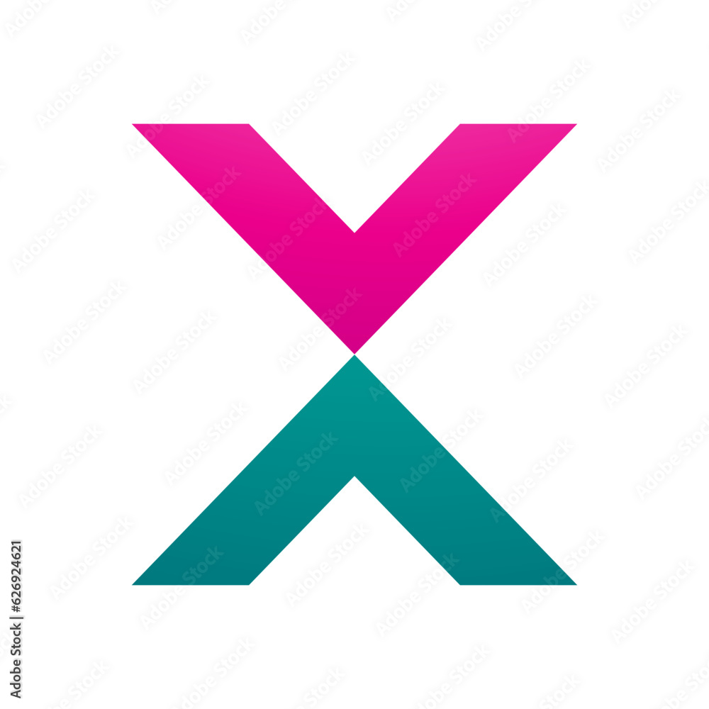 Magenta and Green V Shaped Letter X Icon Magenta and Green V Shaped Letter X Icon