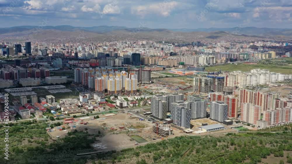 Aerial view of Ulaanbaatar city and Memorial on Zaisan Tolgoi, Mongolia, 4k Aerial view of Ulaanbaatar city and Memorial on Zaisan Tolgoi, Mongolia, 4k