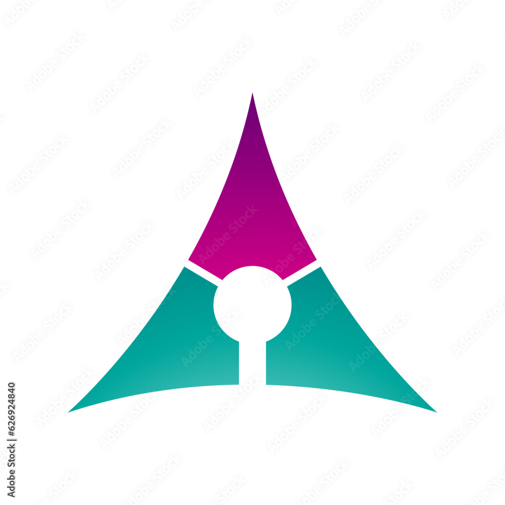 Magenta and Persian Green Deflated Triangle Letter A Icon Magenta and Persian Green Deflated Triangle Letter A Icon
