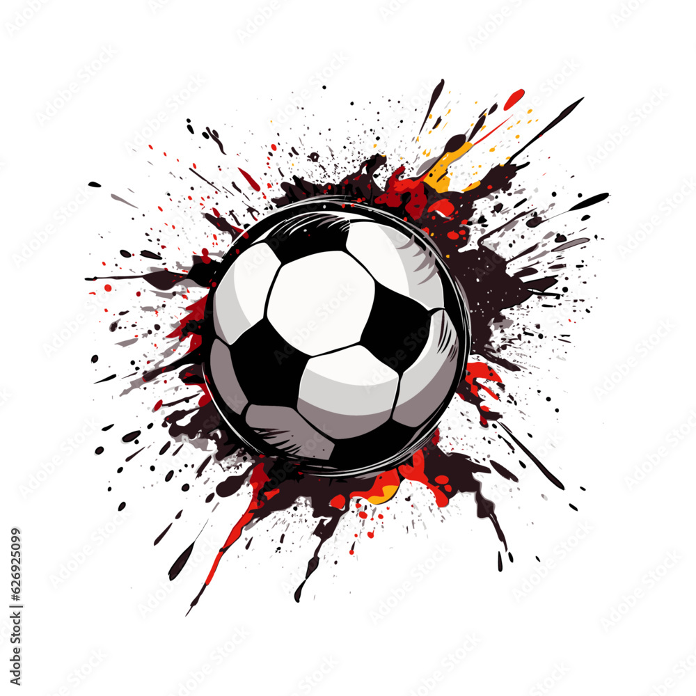 Grunge soccer ball., isolated on white background, vector illustration.