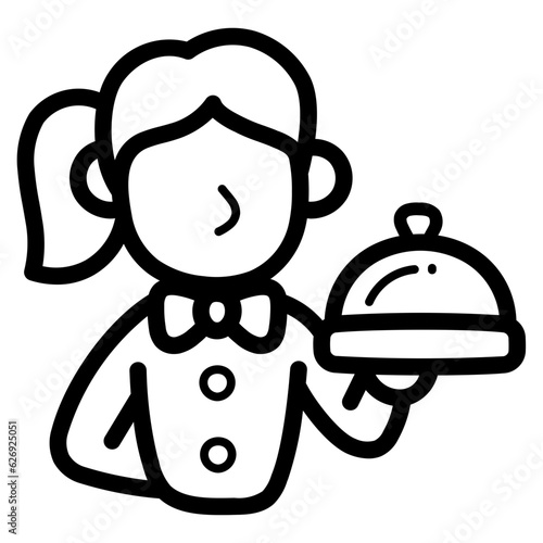 waitress line icon style