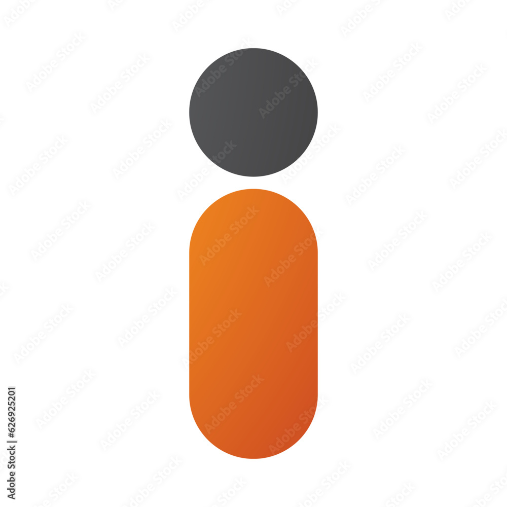 Orange and Black Abstract Round Person Shaped Letter I Icon Orange and Black Abstract Round Person Shaped Letter I Icon