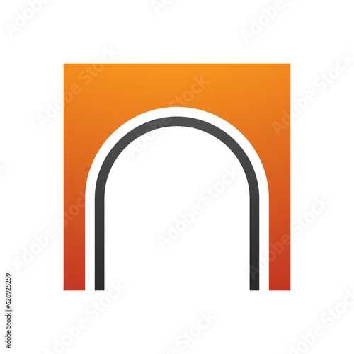 Orange and Black Arch Shaped Letter N Icon