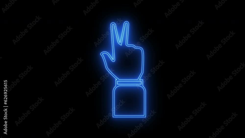 Glowing neon line of hand countdown on fingers from five to one isolated on transparent background. Communication gestures concept. Finger counter. 4K Video motion graphic animation. Glowing neon line of hand countdown on fingers from five to one isolated on transparent background. Communication gestures concept. Finger counter. 4K Video motion graphic animation.