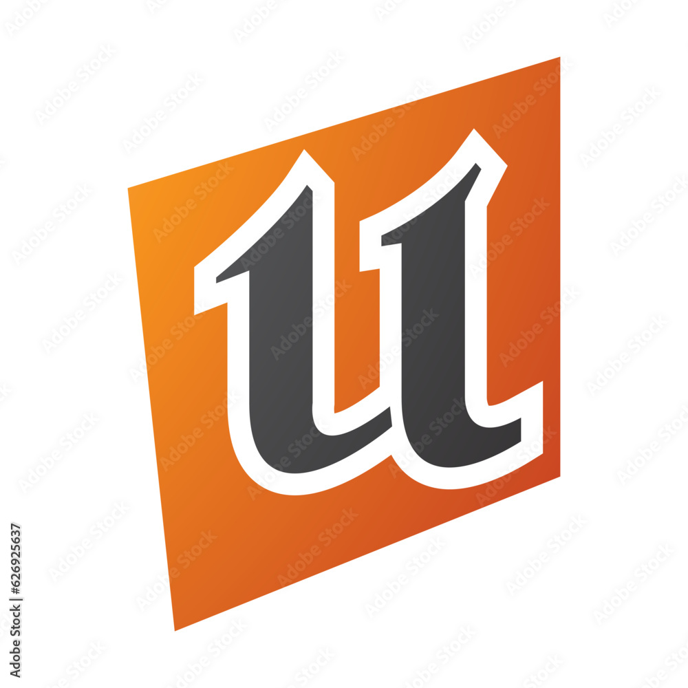 Orange and Black Distorted Square Shaped Letter U Icon Orange and Black Distorted Square Shaped Letter U Icon