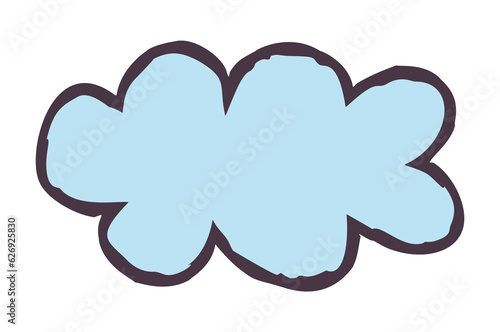 Doodle cloud. Colorful hand drawn weather symbol. Png clipart isolated on transparent background