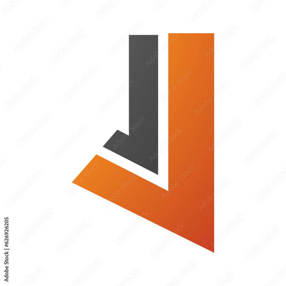 Orange and Black Letter J Icon with Straight Lines Orange and Black Letter J Icon with Straight Lines