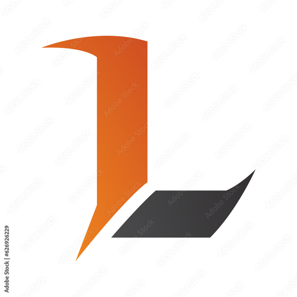 Orange and Black Letter L Icon with Sharp Spikes Orange and Black Letter L Icon with Sharp Spikes