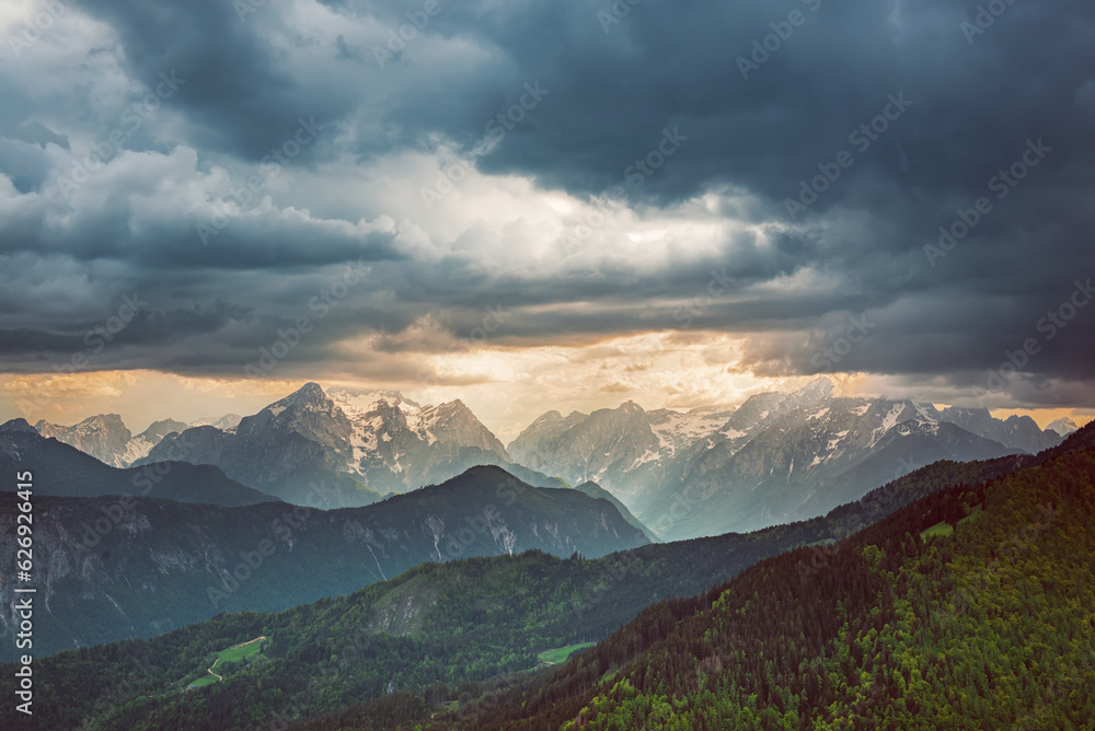 Dramatic sky mountains