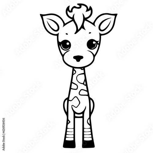 Giraffe, coloring book for kids, vector illustration