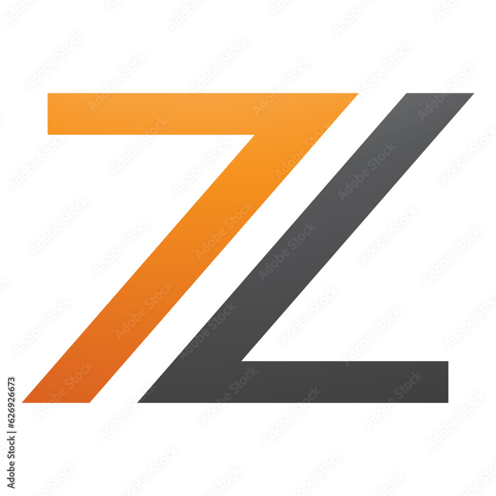 Orange and Black Number 7 Shaped Letter Z Icon Orange and Black Number 7 Shaped Letter Z Icon