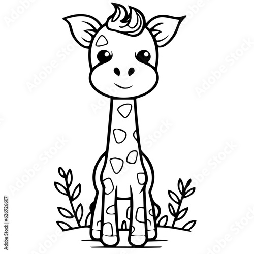 Giraffe  coloring book for kids  vector illustration