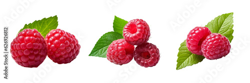 Fresh ripe raspberries isolated on transparent background