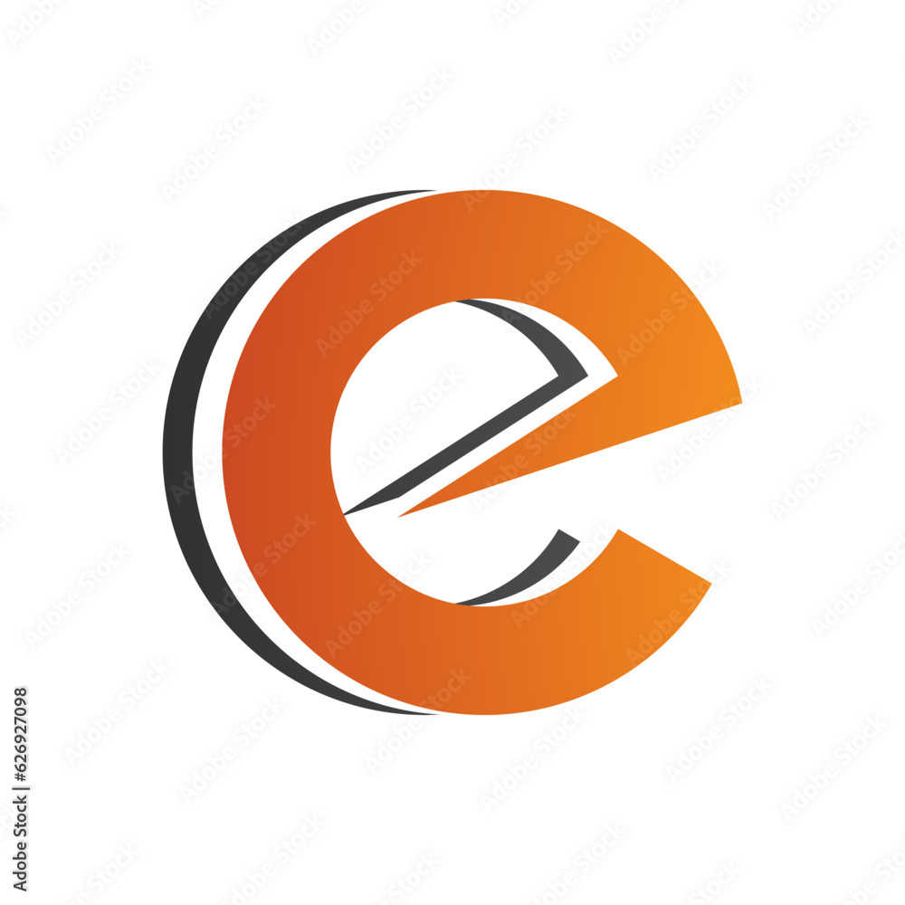 Orange and Black Round Layered Lowercase Letter E Icon Orange and Black Round Layered Lowercase Letter E Icon