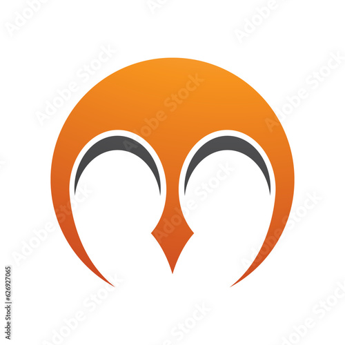 Orange and Black Round Letter M Icon with Pointy Tips