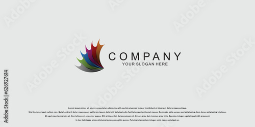 Simple painting logo design with full color concept | premium vector