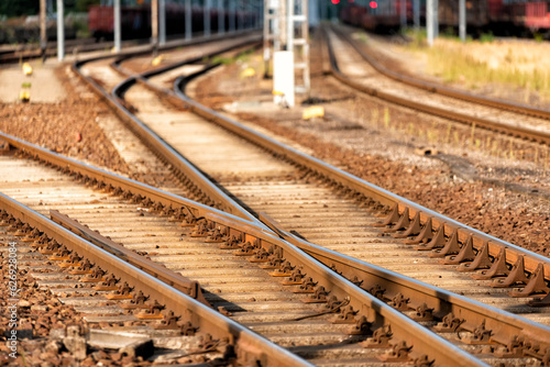 Fotografie, Obraz Railway tracks in a railway station