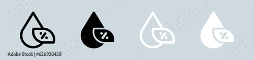 Humidity icon set in black and white. Water signs vector illustration.