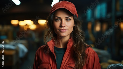 Mexican woman working in a factory background as a factory.  AI Generative. © ND STOCK