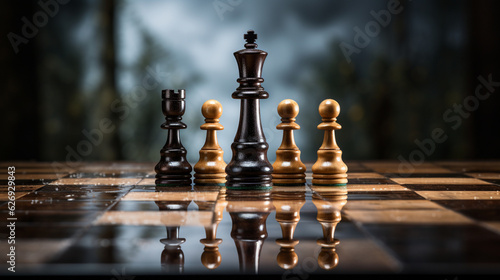Chess Game use strategies to rules the board, Decision Making match, chess piece Isolated on Background, AI Generated
