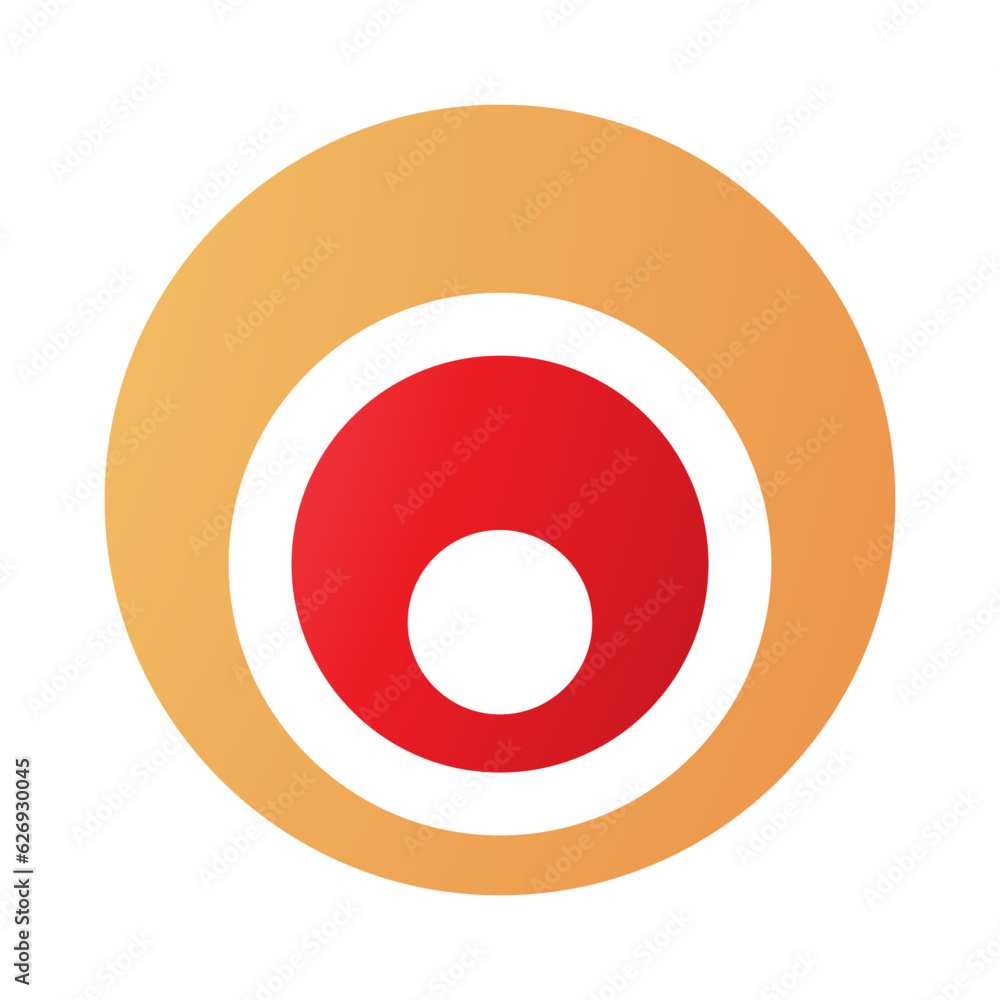 Orange and Red Letter O Icon with Nested Circles Orange and Red Letter O Icon with Nested Circles