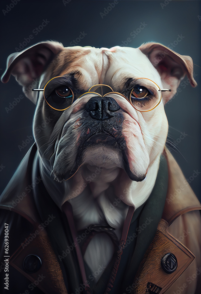 Dog wearing jacket portrait. Generative ai.