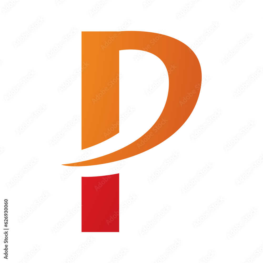Orange and Red Letter P Icon with a Pointy Tip Orange and Red Letter P Icon with a Pointy Tip