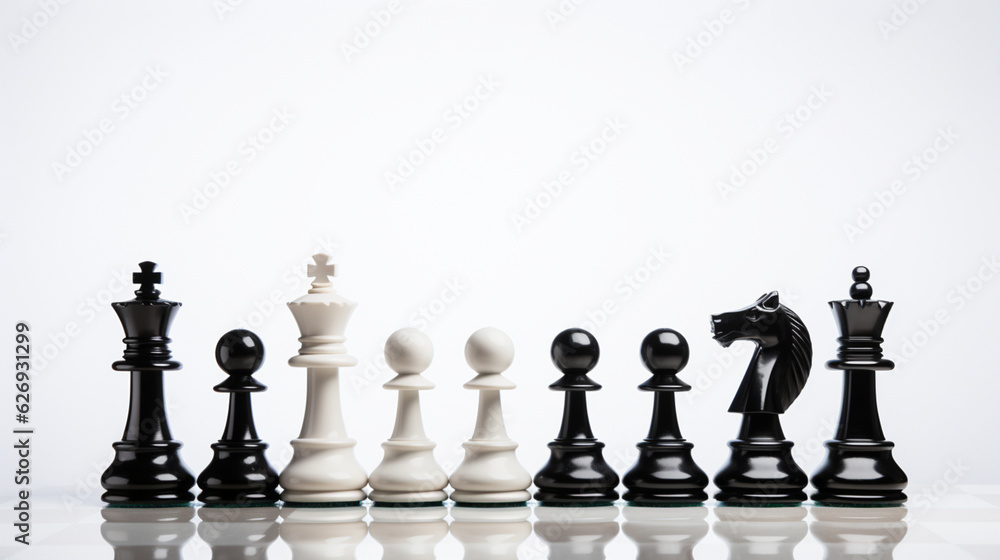 Chess Game use strategies to rules the board, Decision Making match, chess piece Isolated on White Background, AI Generated Chess Game use strategies to rules the board, Decision Making match, chess piece Isolated on White Background, AI Generated